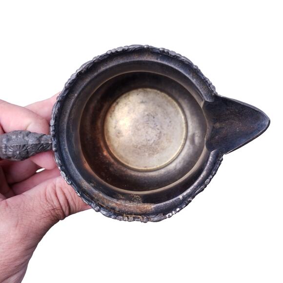 Antique Silverplate Etched Spooner Sugar Creamer 4pc Set Engraved Vintage Decor - Picture 15 of 16